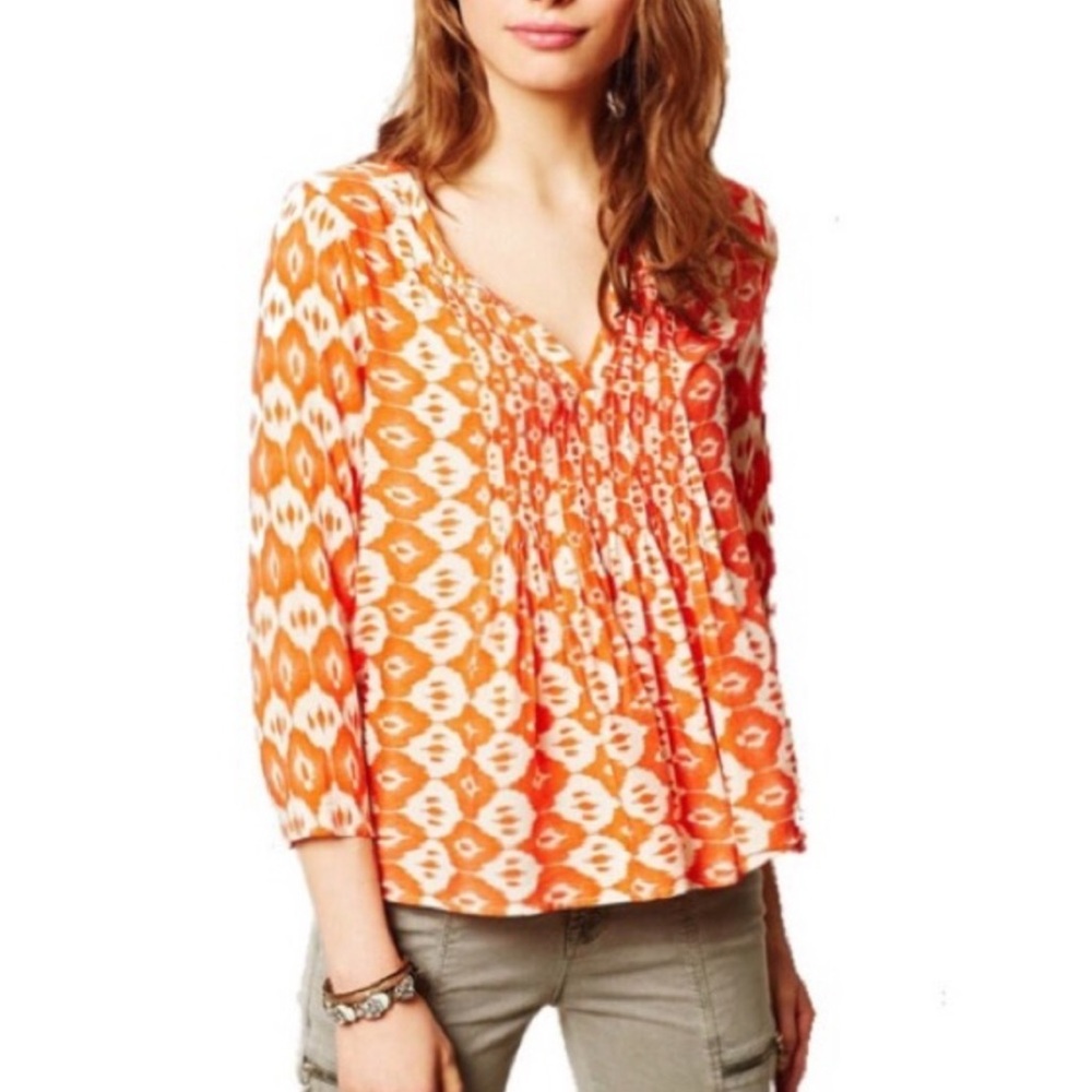 Vanessa Virginia Madhia Ikat Peasant Top, Anthropologie🧡🧡